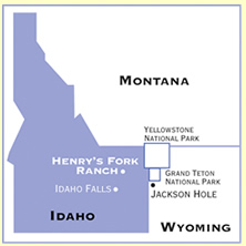 Map of Henry's Fork Ranch and surrounding area